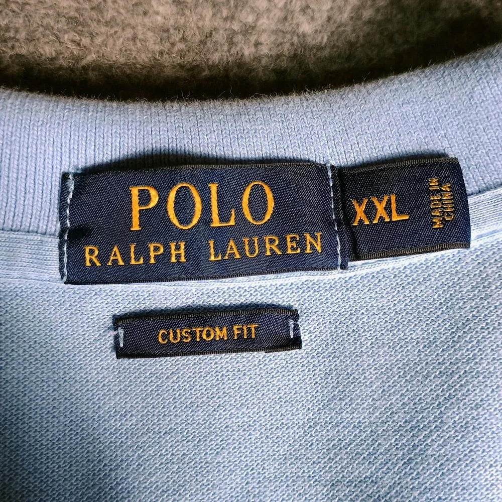 Polo Ralph Lauren Custom Fit Polo Shirt Men's XXL Light Blue Cotton Pony Logo